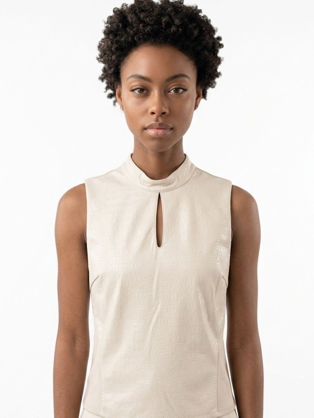 MARC NEW YORK | NEW Latte Croc Keyhole Sleeveless Top Women’s Size Small
